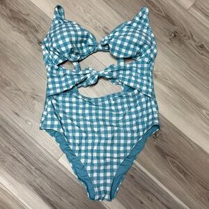 Blue Checkered Swimsuit